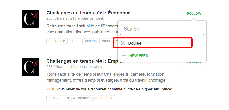 Feedly challenges dossier bourse