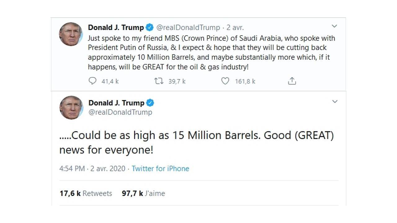 Le président américain Donald Trump utilise twitter comme une stratégie de communication pour faire évoluer le prix du pétrole
