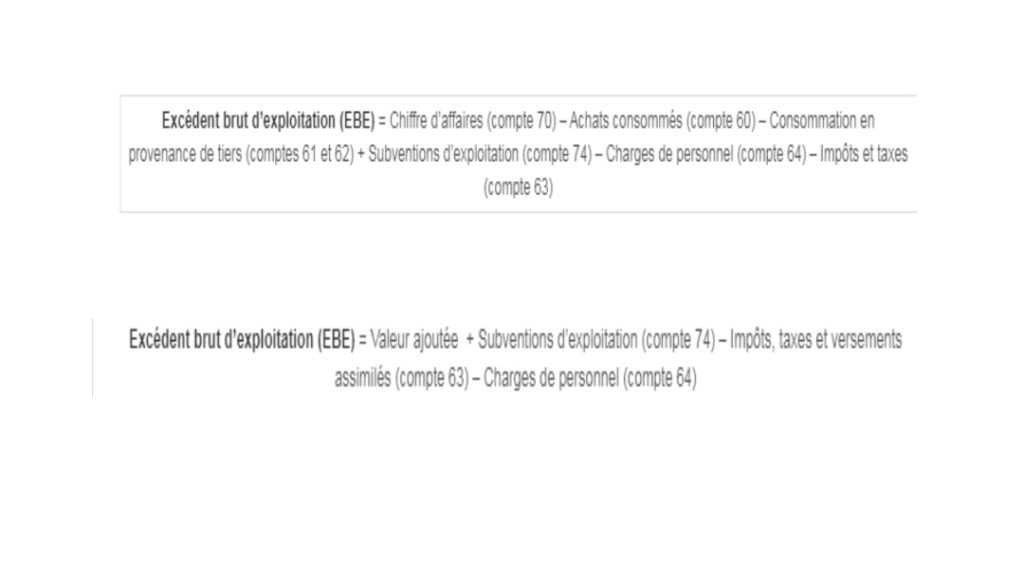 Formule de calcul de l'EBE