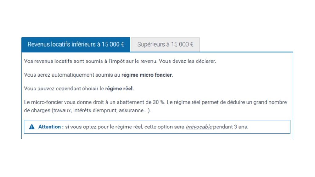 Régime du micro foncier selon le site service public