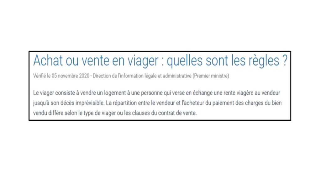 Système du viager selon le site service public