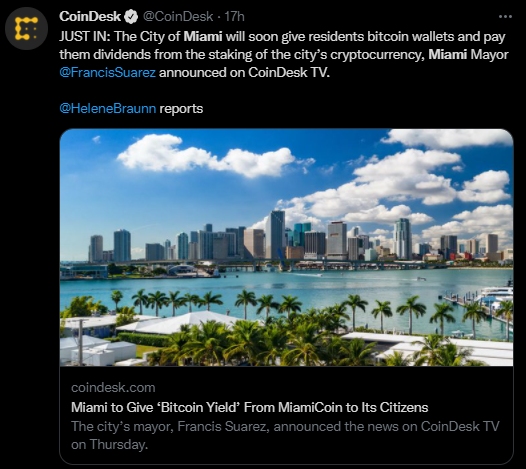 Miami capitale du Bitcoin aux Etats Unis