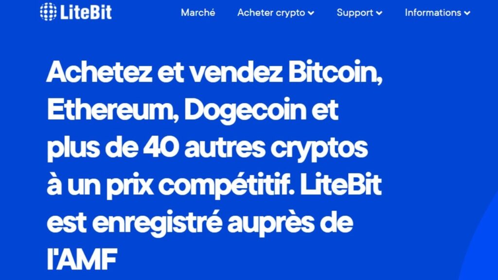 Page d'accueil de l'exchange Litebit