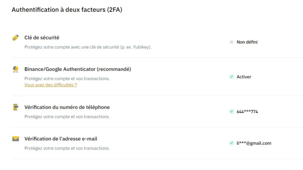 Gérer et activer la 2FA sur Binance