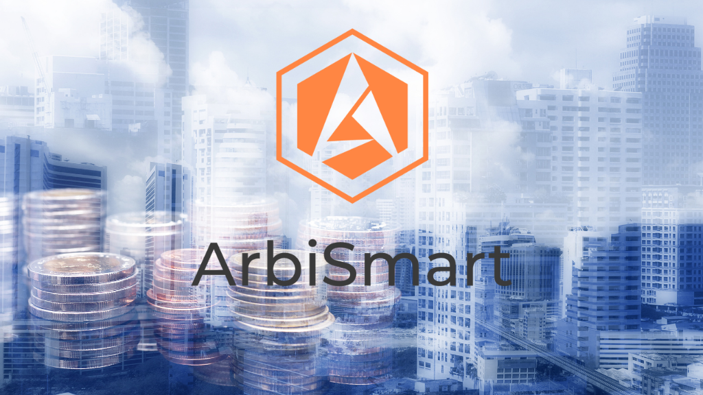 logo de arbismart sur un fond de ville avec argent