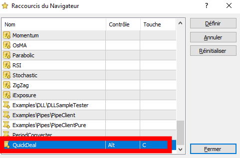 Installer un raccourci clavier pour QuickDeal