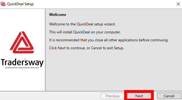 Lancer l'installation de Quickdeal