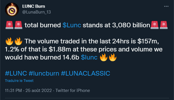 Tweet LUNC Burn
