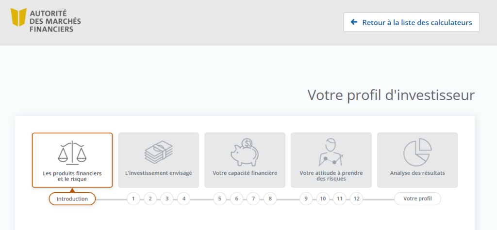 Etapes clés du profil investisseur de l'AMF