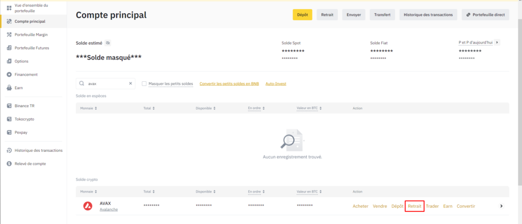 binance retrait avax
