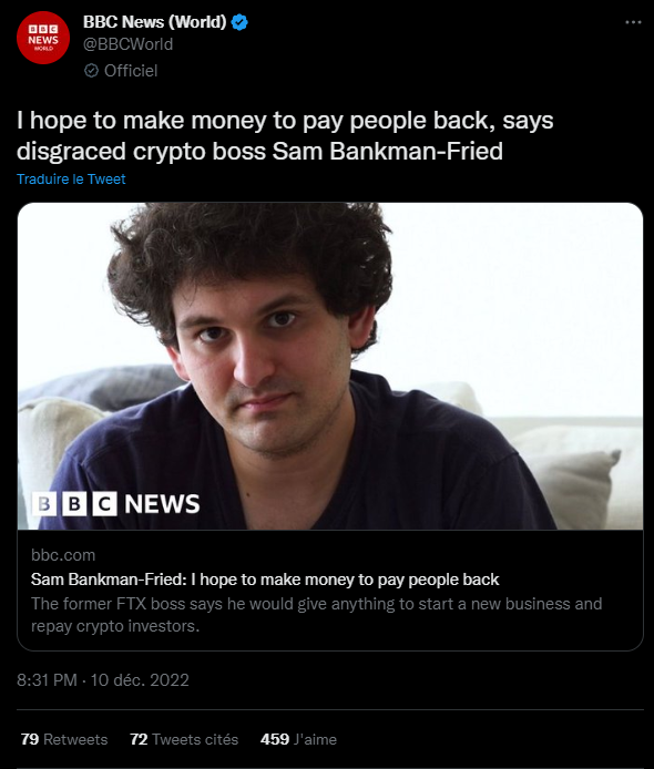 Sam Bankman-Fried interviewé par la BBC