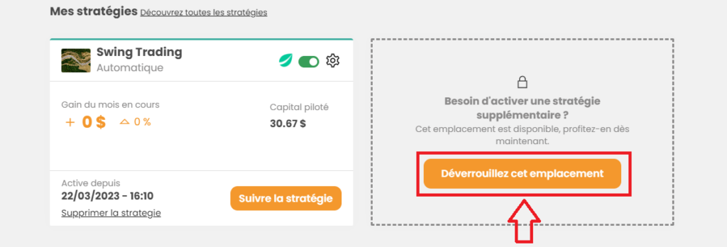 déverrouiller nouvel emplacement