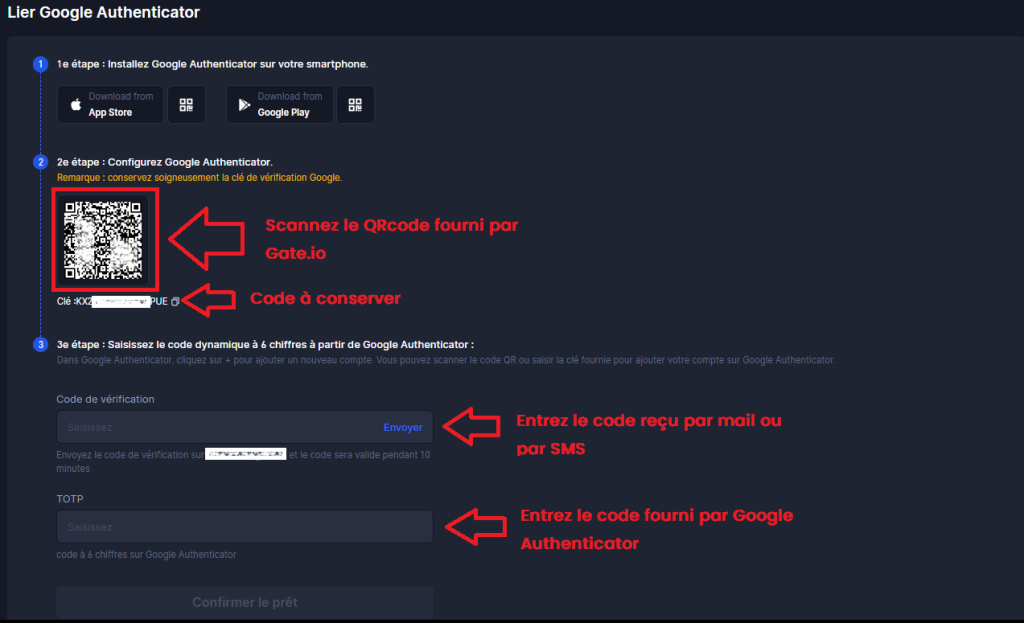 Google Authenticator et Gate.io