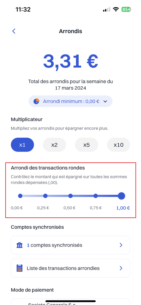 Arrondis des transactions rondes