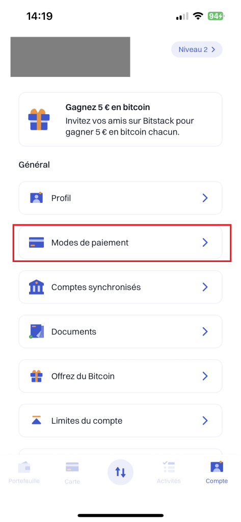 Mode de paiement Bitstack