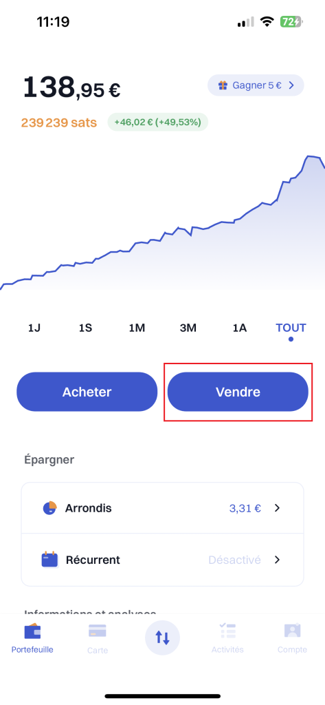 Vendre vos BTC sur Bitstack