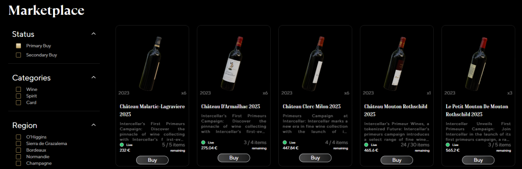 Marketplace InterCellar - investir dans le vin